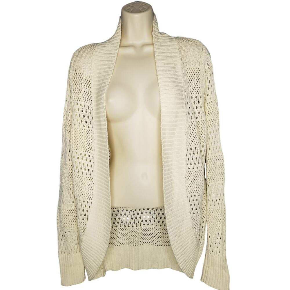 Element Open Knit Cardigan Small Cream Long Sleeve